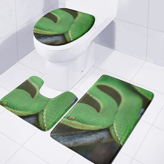 Trimeresurus Albolabris Snake Print 3 Piece Bath Mat Set