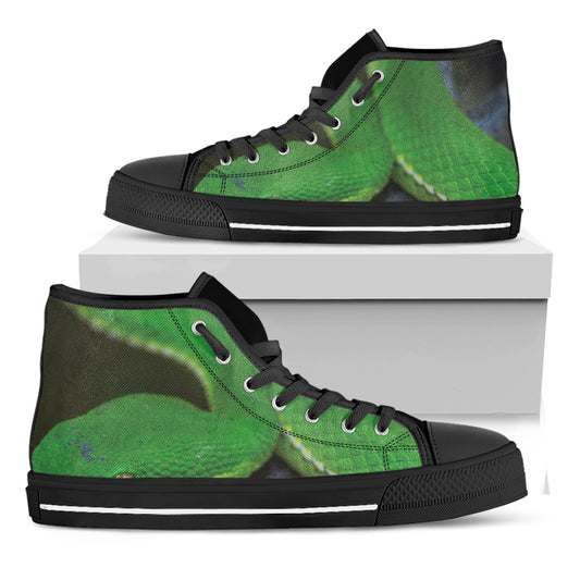 Trimeresurus Albolabris Snake Print Black High Top Shoes