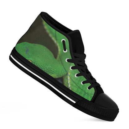 Trimeresurus Albolabris Snake Print Black High Top Shoes