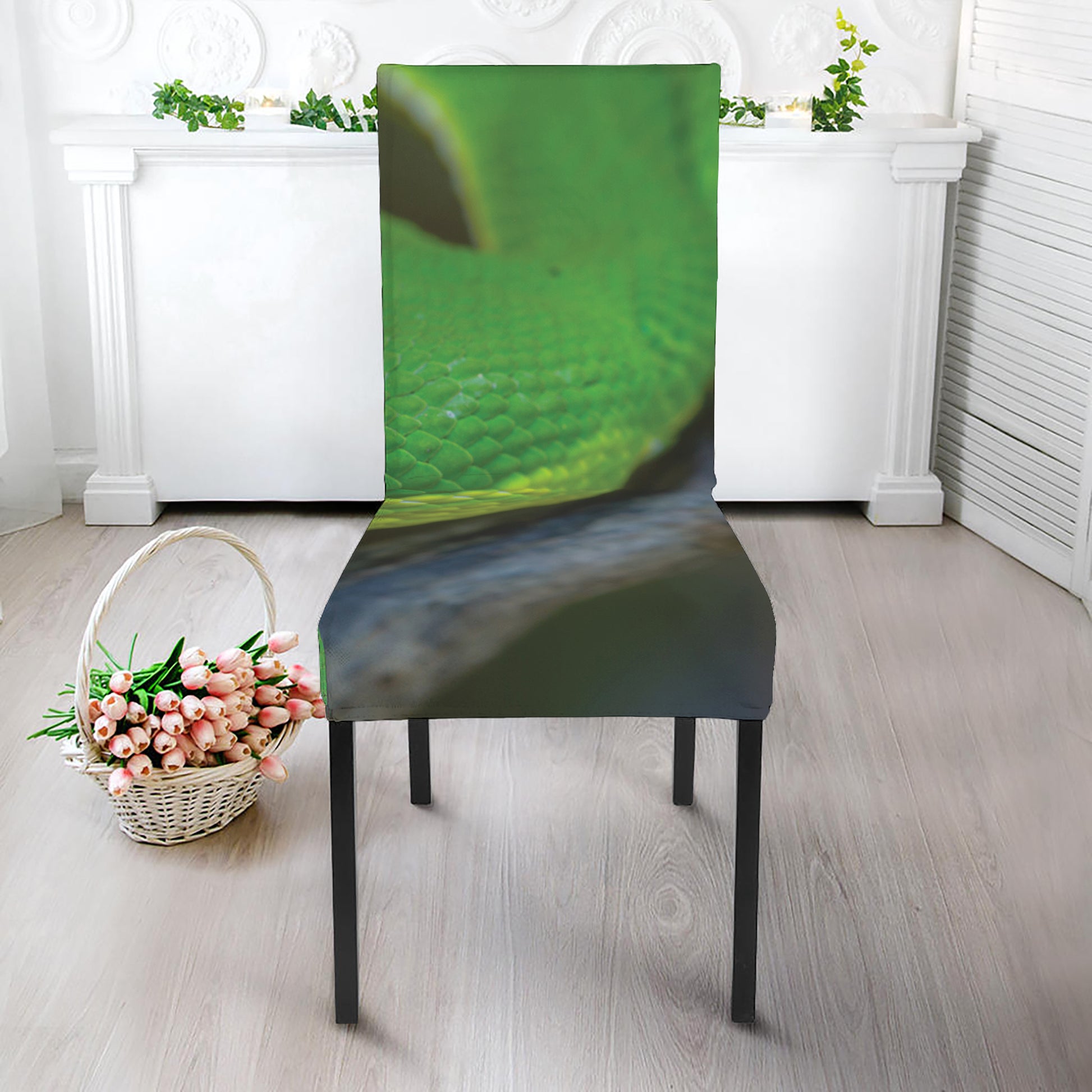 Trimeresurus Albolabris Snake Print Dining Chair Slipcover