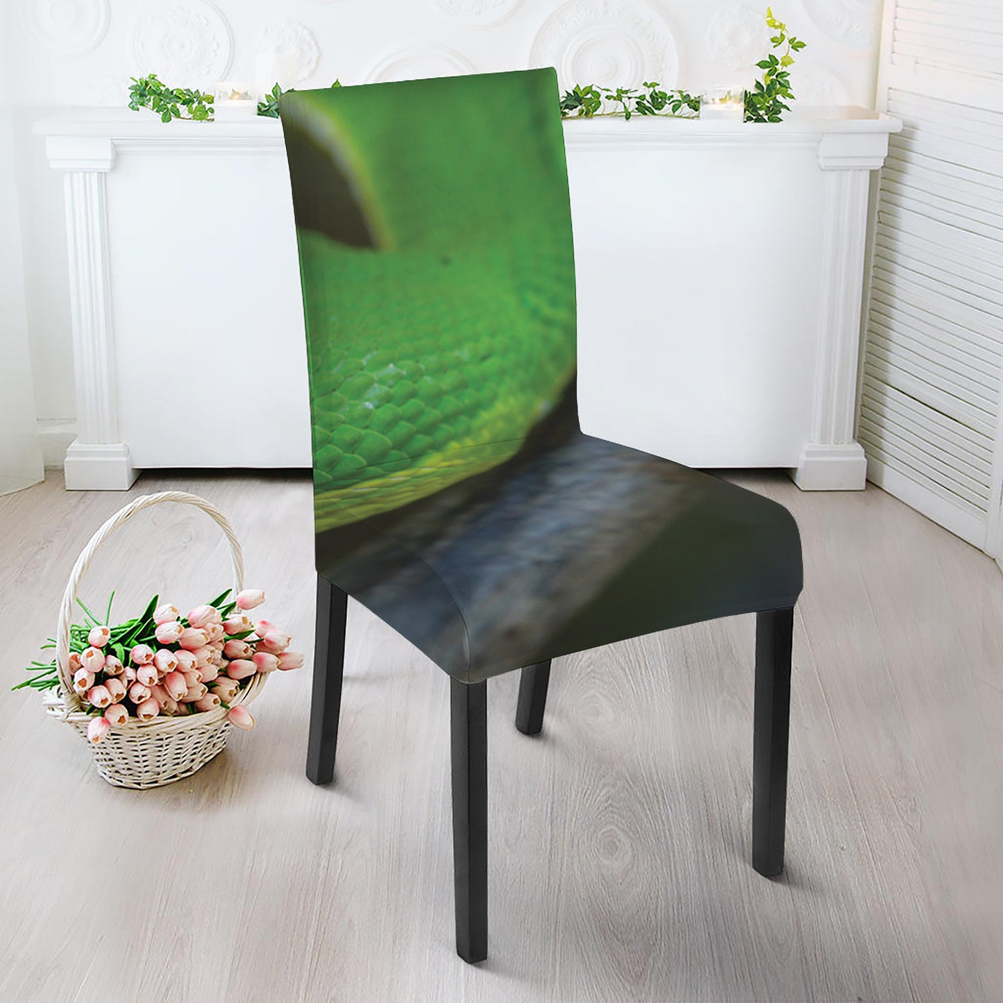 Trimeresurus Albolabris Snake Print Dining Chair Slipcover
