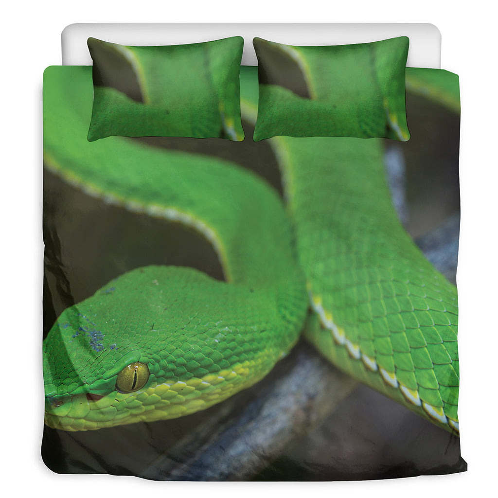 Trimeresurus Albolabris Snake Print Duvet Cover Bedding Set