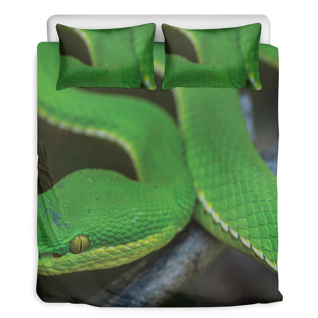 Trimeresurus Albolabris Snake Print Duvet Cover Bedding Set
