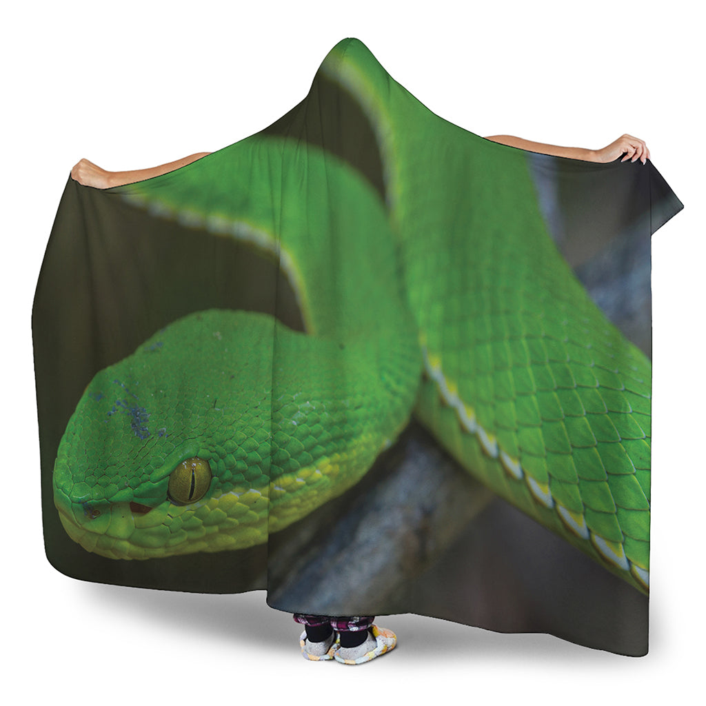 Trimeresurus Albolabris Snake Print Hooded Blanket