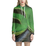Trimeresurus Albolabris Snake Print Pullover Hoodie Dress