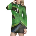 Trimeresurus Albolabris Snake Print Pullover Hoodie Dress