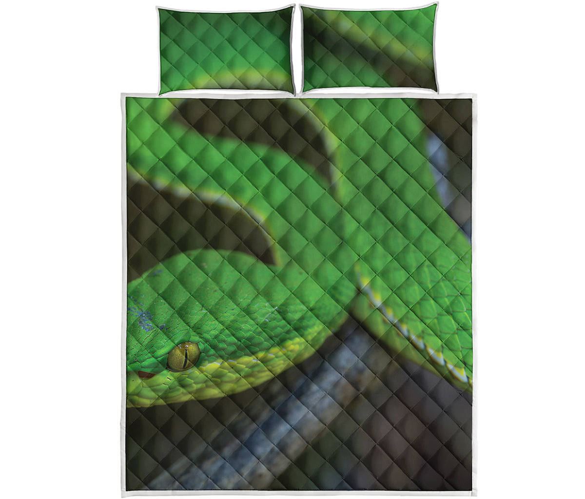 Trimeresurus Albolabris Snake Print Quilt Bed Set