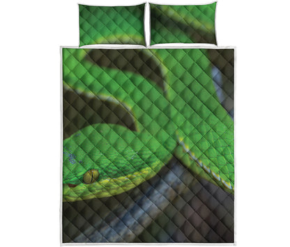 Trimeresurus Albolabris Snake Print Quilt Bed Set