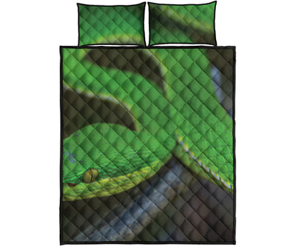 Trimeresurus Albolabris Snake Print Quilt Bed Set