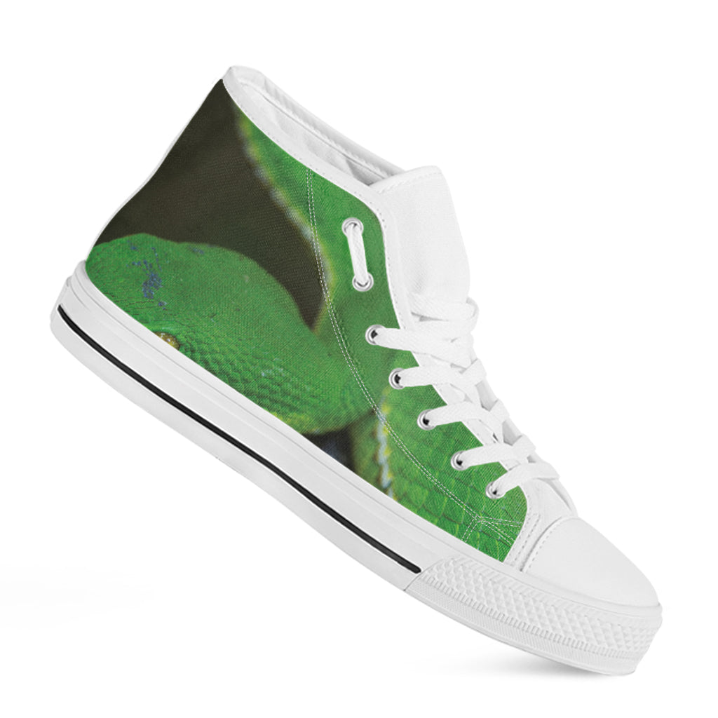 Trimeresurus Albolabris Snake Print White High Top Shoes