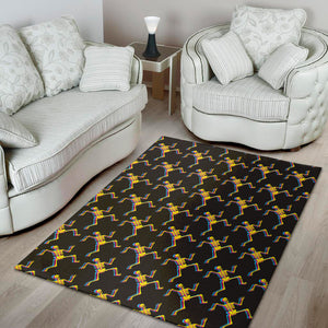 Trippy Dancing Skeleton Pattern Print Area Rug