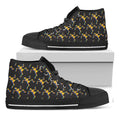 Trippy Dancing Skeleton Pattern Print Black High Top Sneakers