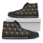 Trippy Dancing Skeleton Pattern Print Black High Top Shoes