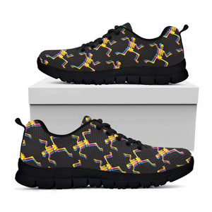 Trippy Dancing Skeleton Pattern Print Black Sneakers