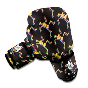 Trippy Dancing Skeleton Pattern Print Boxing Gloves