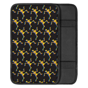 Trippy Dancing Skeleton Pattern Print Car Center Console Cover