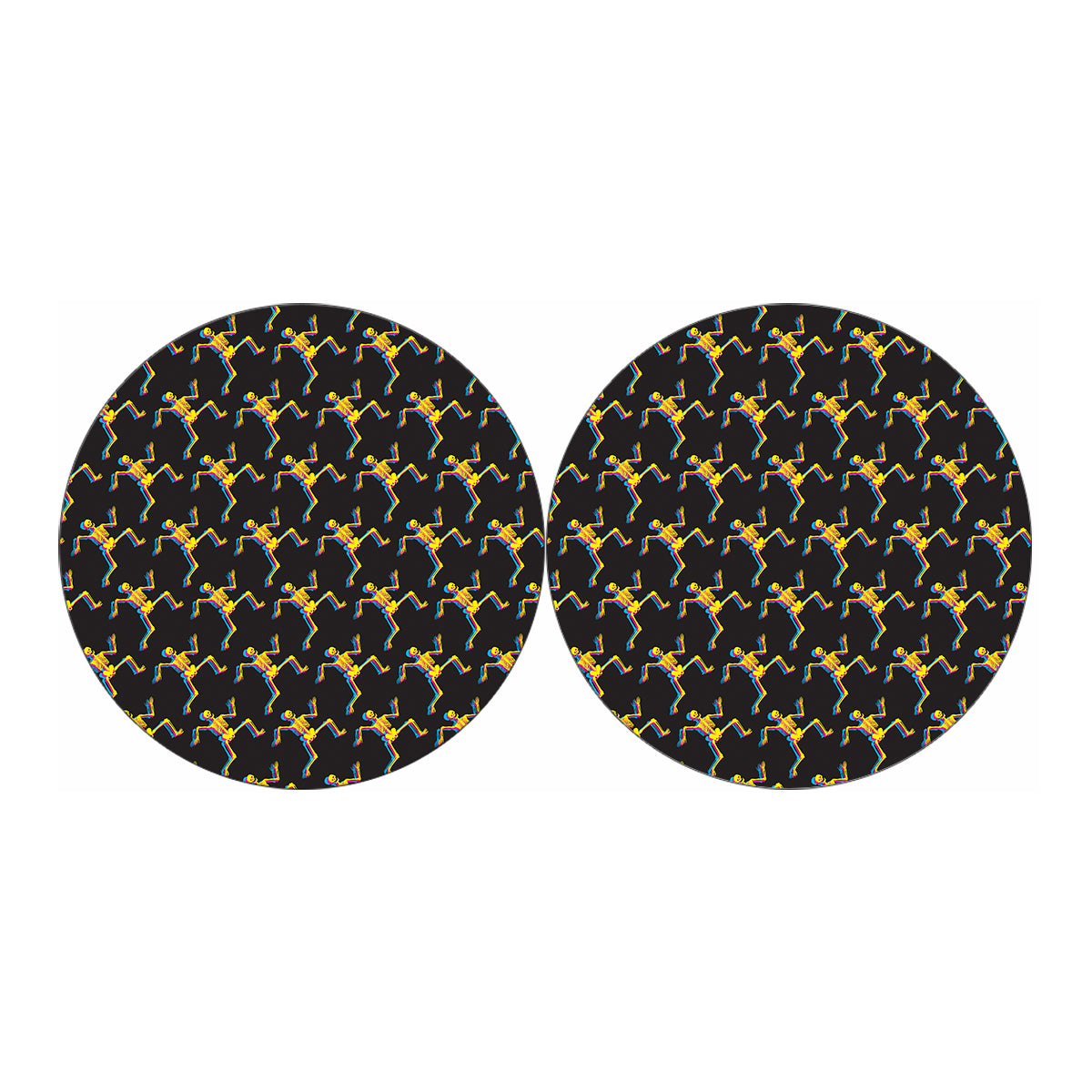 Trippy Dancing Skeleton Pattern Print Car Coasters