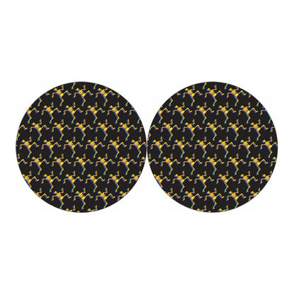 Trippy Dancing Skeleton Pattern Print Car Coasters