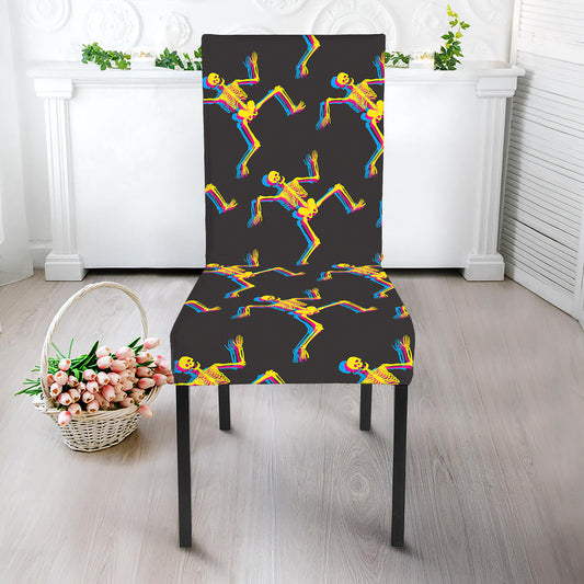 Trippy Dancing Skeleton Pattern Print Dining Chair Slipcover