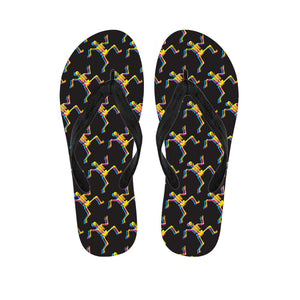 Trippy Dancing Skeleton Pattern Print Flip Flops