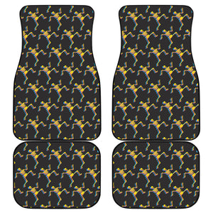 Trippy Dancing Skeleton Pattern Print Front and Back Car Floor Mats