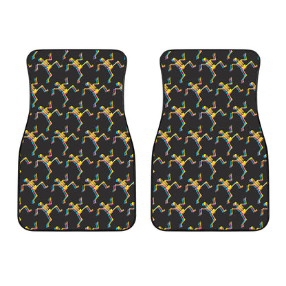 Trippy Dancing Skeleton Pattern Print Front Car Floor Mats