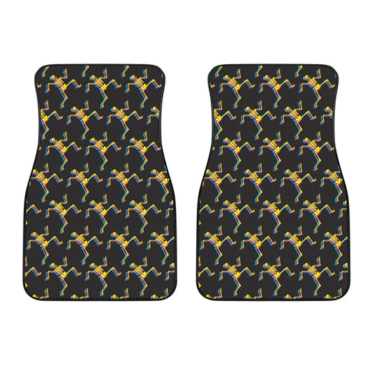 Trippy Dancing Skeleton Pattern Print Front Car Floor Mats