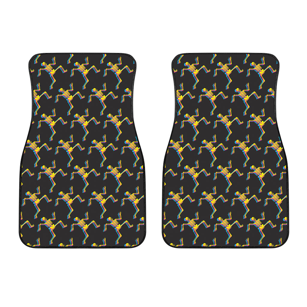 Trippy Dancing Skeleton Pattern Print Front Car Floor Mats