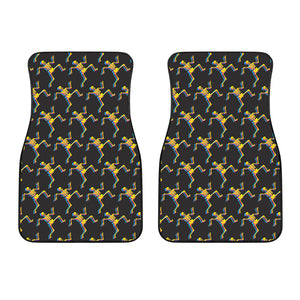 Trippy Dancing Skeleton Pattern Print Front Car Floor Mats