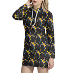 Trippy Dancing Skeleton Pattern Print Hoodie Dress