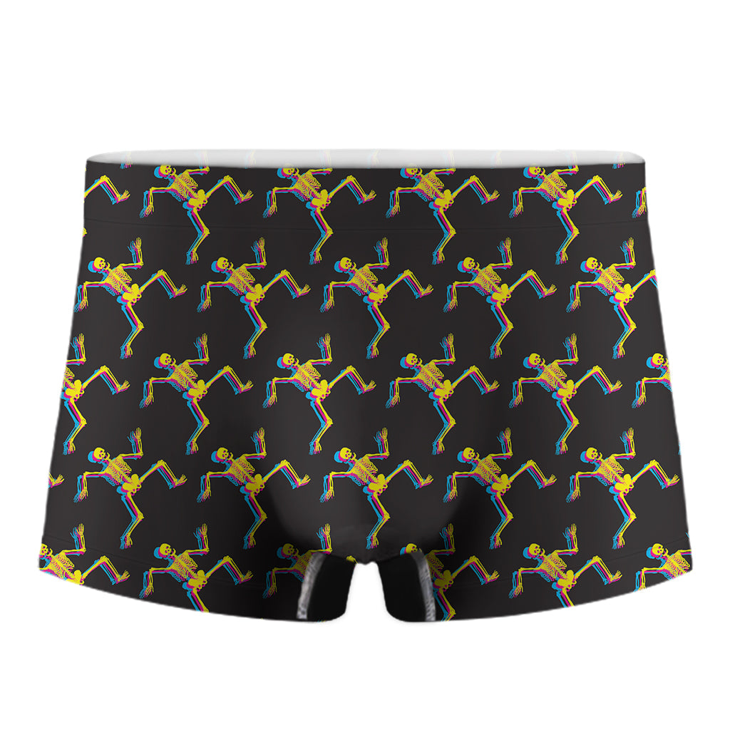 Trippy Dancing Skeleton Pattern Print Men's Boxer Briefs
