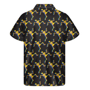 Trippy Dancing Skeleton Pattern Print Men's Short Sleeve Shirt