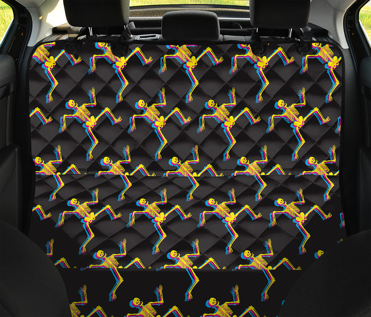 Trippy Dancing Skeleton Pattern Print Pet Car Back Seat Cover