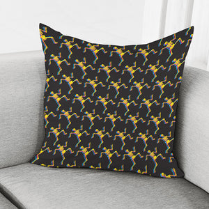 Trippy Dancing Skeleton Pattern Print Pillow Cover