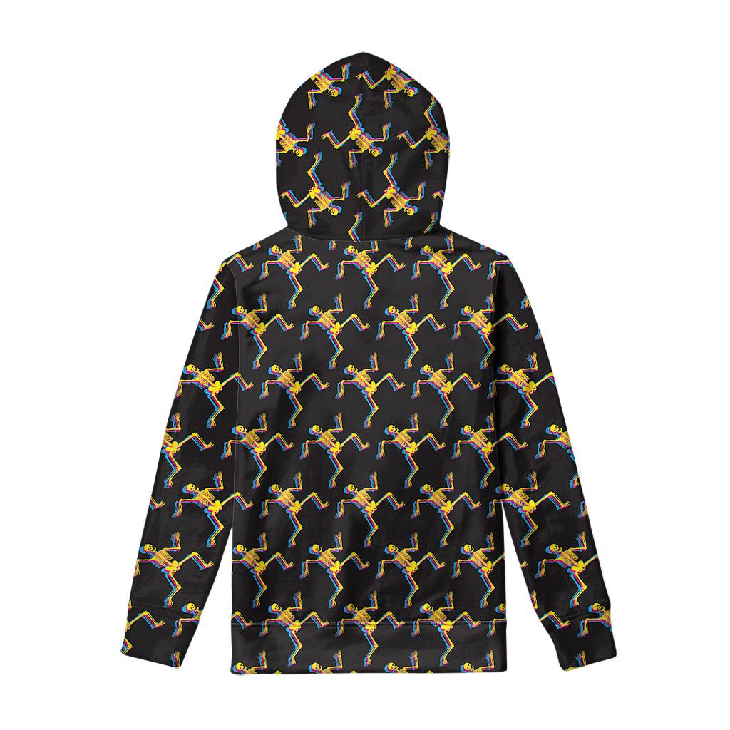 Trippy Dancing Skeleton Pattern Print Pullover Hoodie