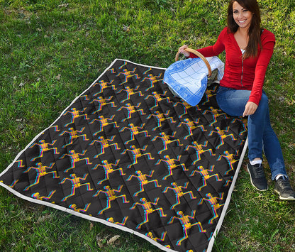 Trippy Dancing Skeleton Pattern Print Quilt