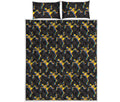 Trippy Dancing Skeleton Pattern Print Quilt Bed Set