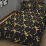 Trippy Dancing Skeleton Pattern Print Quilt Bed Set