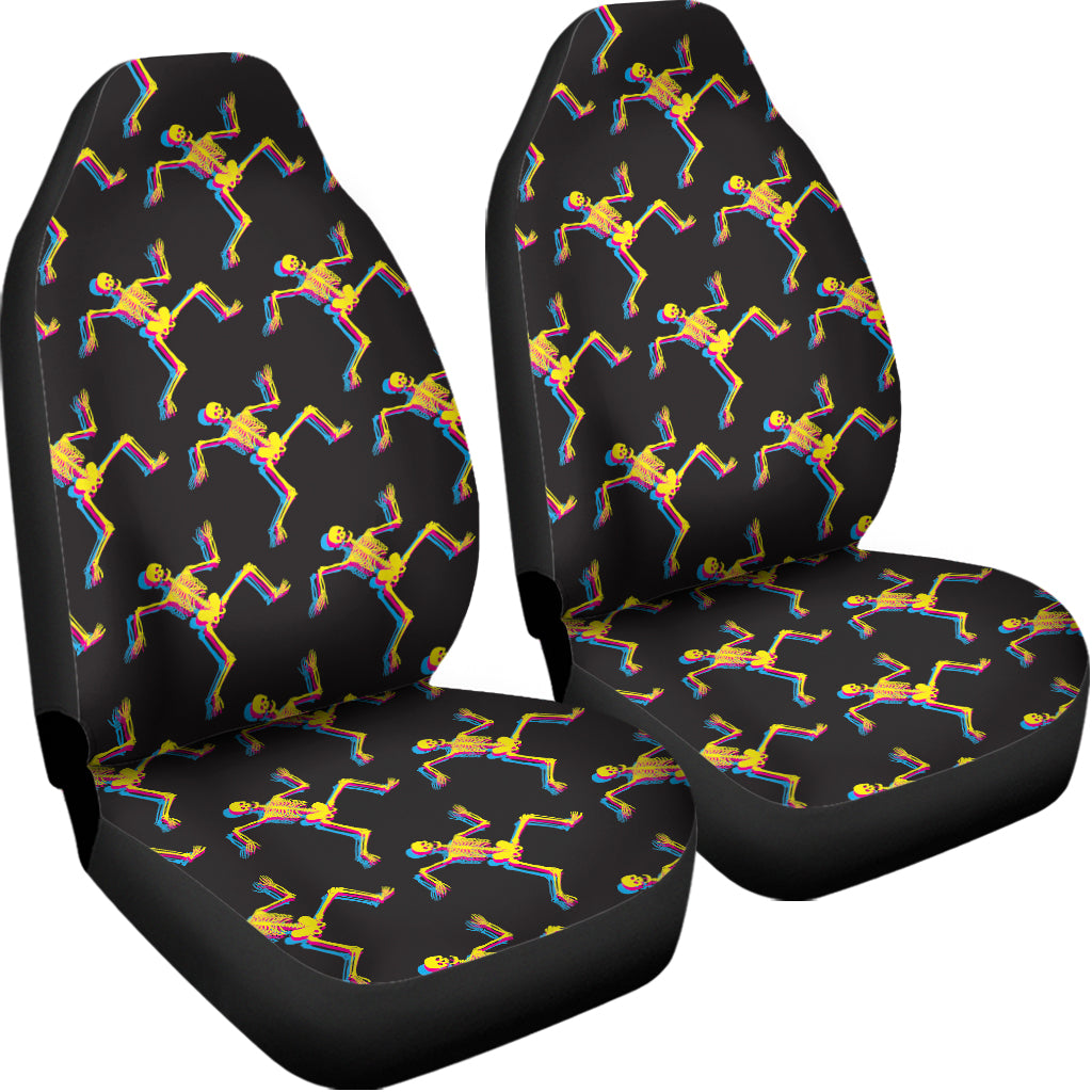 Trippy Dancing Skeleton Pattern Print Universal Fit Car Seat Covers