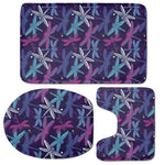Trippy Dragonfly Pattern Print 3 Piece Bath Mat Set