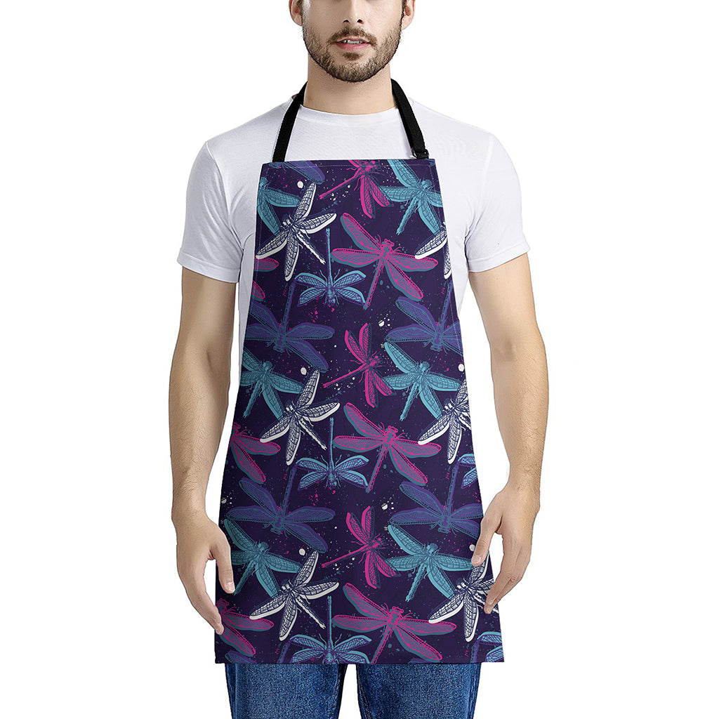 Trippy Dragonfly Pattern Print Apron