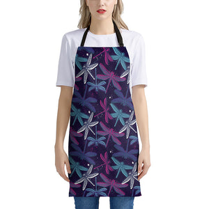 Trippy Dragonfly Pattern Print Apron