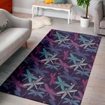 Trippy Dragonfly Pattern Print Area Rug