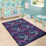 Trippy Dragonfly Pattern Print Area Rug