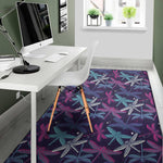 Trippy Dragonfly Pattern Print Area Rug
