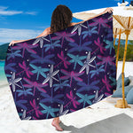 Trippy Dragonfly Pattern Print Beach Sarong Wrap