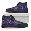 Trippy Dragonfly Pattern Print Black High Top Sneakers
