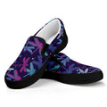 Trippy Dragonfly Pattern Print Black Slip On Sneakers