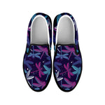 Trippy Dragonfly Pattern Print Black Slip On Shoes