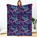 Trippy Dragonfly Pattern Print Blanket